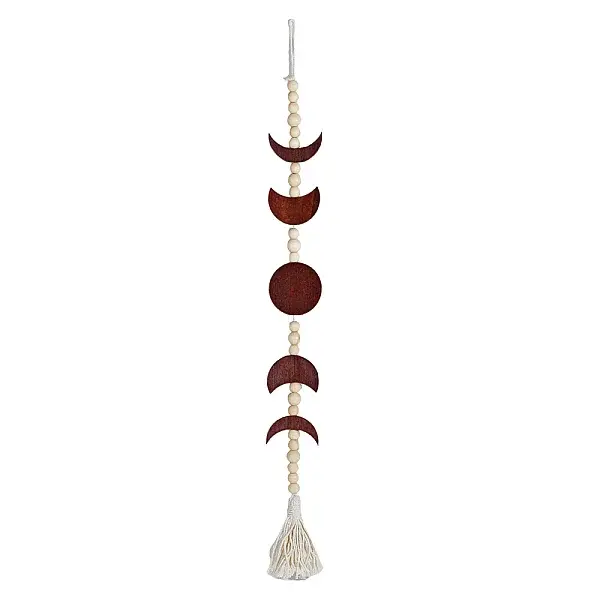 Wood Beaded Moon Phase Pendant Decorations