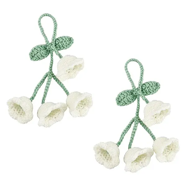 2Pcs Crochet Lily of The Valley Polyester Car Hanging Pendant