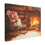 MuchoWow OBRAZ NA PLÁTNĚ Zima - Vánoce - Domov - Krb 80x60 cm