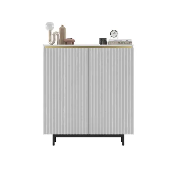 Meble Lindner KOMODA Selene 2D matná bílá 111 cm s kovovým rámem