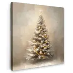 MuchoWow OBRAZ NA PLÁTNĚ Vánoce - Vánoční stromek - Sníh - Umění 50x50 cm