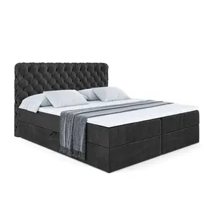 ALTDECOR AMERICKÁ postel s matrací H3 a roštem – BOXI8 – 200 x 200 cm, černá