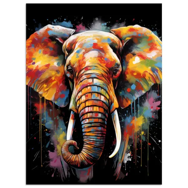 MuchoWow PLAKÁT Slon - Graffiti - Černá - Zvířata - Barvy 60x80 cm