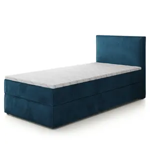 MASSENO AMERICKÁ POSTEL PELLIO 90x200 cm, s matrací a úložným prostorem, Modrá