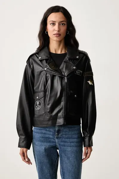 DKNY  ramoneska dámská z imitace kůže