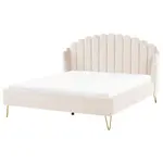Beliani SAMETOVÁ POSTEL 180/200 cm Světlá Béžová Ambillou