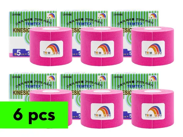 TEMTEX tape Classic, růžová 5cm x 5m, 6ks