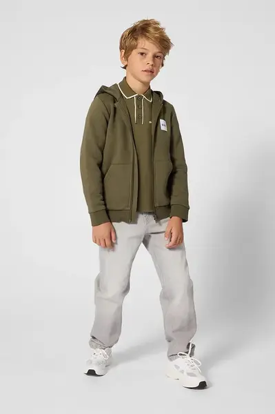 BOSS  mikina na zips s kapucňou detská s bavlnou