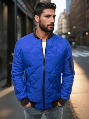 Pánská bunda prošívaná bomber jacket modrá Dstreet