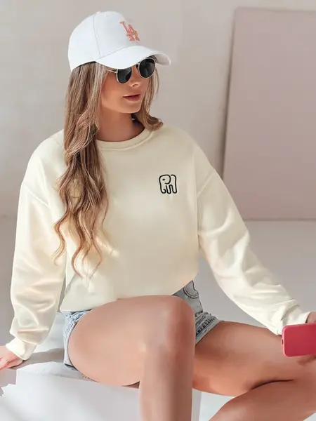 Dámská oversize mikina s výšivkou SOFTSLON ecru