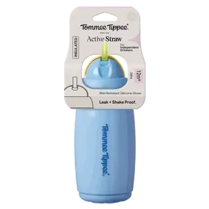 Tommee Tippee Active hrnček so slamkou, 266 ml, 12m+, modrý