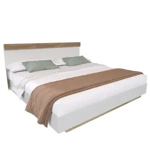 CHICFURN POSTEL 160/200 cm v bílé a dubové barvě s roštem