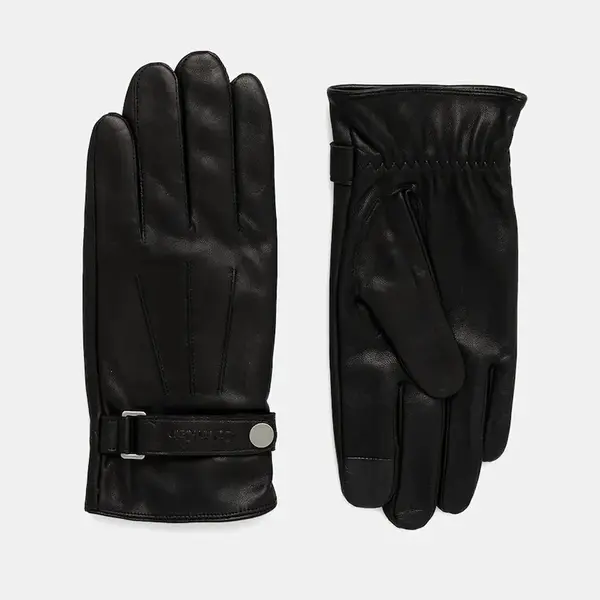 Kožené rukavice Calvin Klein pánské, černá barva, LV04D8035G