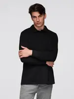 Ombre Men's structured knit polo collar sweatshirt - black