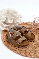 Boto Detské sandále na korkovej platforme so suchým zipsom v farbe khaki Rorria