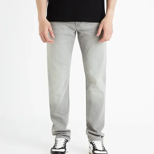 Svetlosivé pánske straight fit džínsy Celio Fokrey