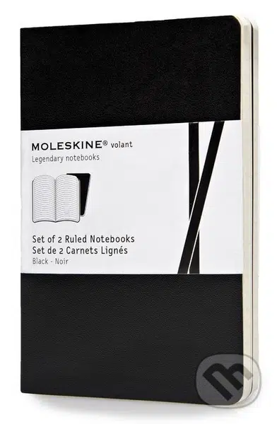 Moleskine - sada 2 malých linajkovaných zápisníkov Volant (mäkká väzba) - čierny