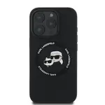Zadní kryt Karl Lagerfeld Liquid Silicone K&CH Heads MagSafe pro Apple iPhone 16 Pro Max, black