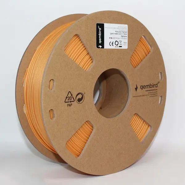 Gembird 3DP-PLA+1.75-02-O, 3D filament, PLA Plus, 1,75mm, 1000g, Oranžový (Orange)