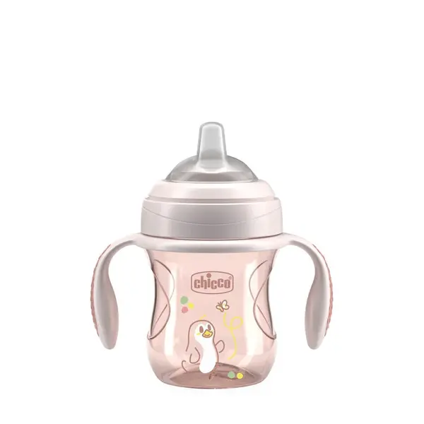 CHICCO Hrneček Transition učicí s držadly pink, 4m+