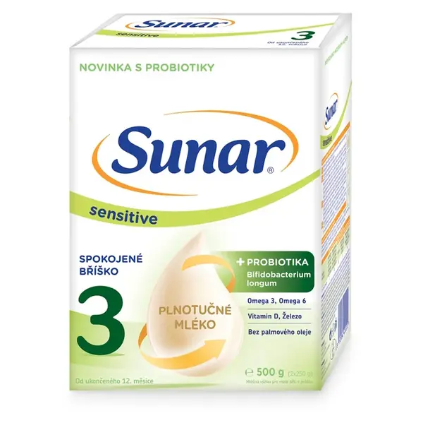 SUNAR Sensitive 3 pokračovací kojenecké mléko 12m+ 500 g