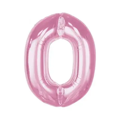 Balónek fóliový číslo 0 světle růžový  92 cm