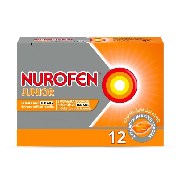 NUROFEN Junior pomeranč 100 mg 12 žvýkacích tablet