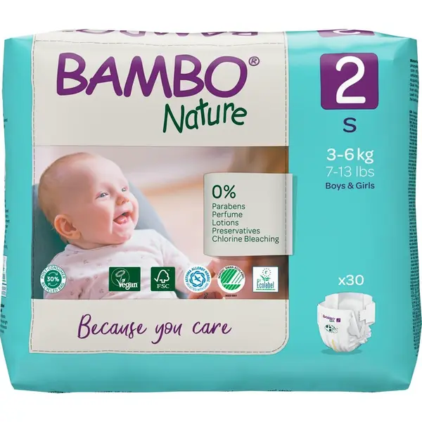 BAMBO Nature 2 Dětské plenky 3-6 kg 30 ks