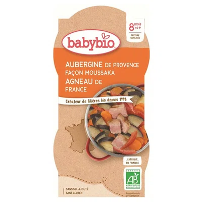 BABYBIO Lilek na způsob musaky s jehněčím masem 2x200 g