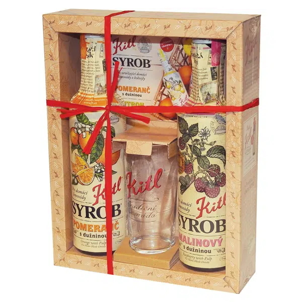 KITL Dárková kazeta se skleničkou pomeranč + malina 2 x 500 ml