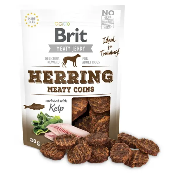 BRIT Jerky Herring Meaty Coins pamlsky pro psy 80 g