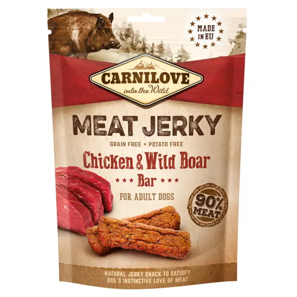 CARNILOVE Meat Jerky Chicken & Wild Boar Bar pro psy 100 g
