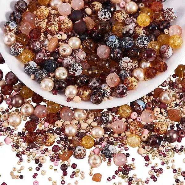 2 Bag Glass Round Beads Set