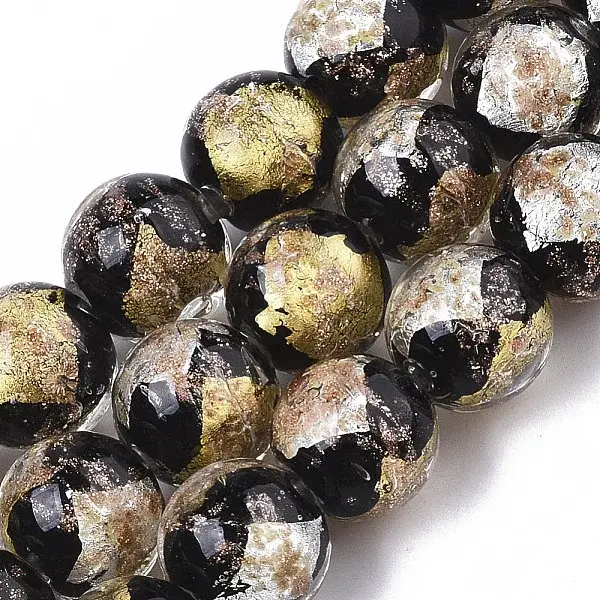 Handmade Gold Sand Lampwork Bead Strands