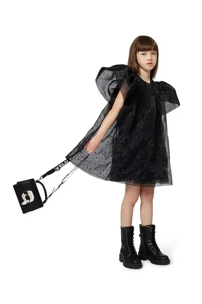 Dívčí šaty Karl Lagerfeld černá barva, mini, Z30624