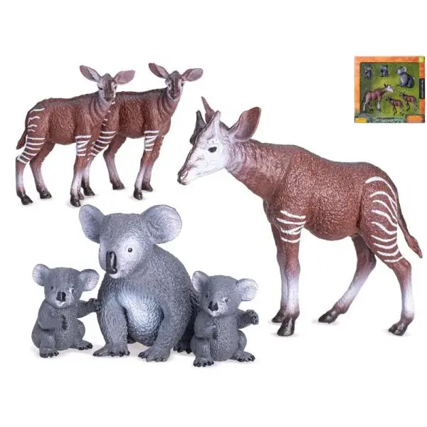 Zvířátka safari s mláďaty 4-12cm 6ks