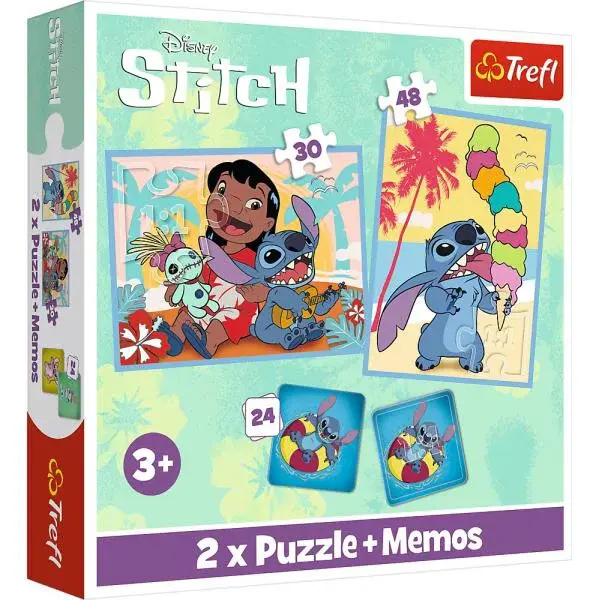 Trefl Sada 3v1 Lilo&Stitch: Šťastný den (2x puzzle + pexeso)
