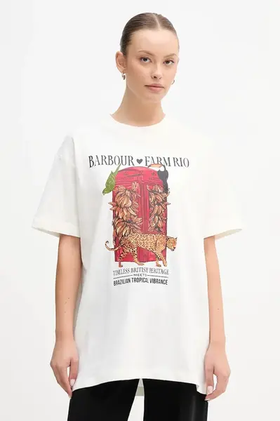 Bavlněné tričko Barbour x Farm Rio