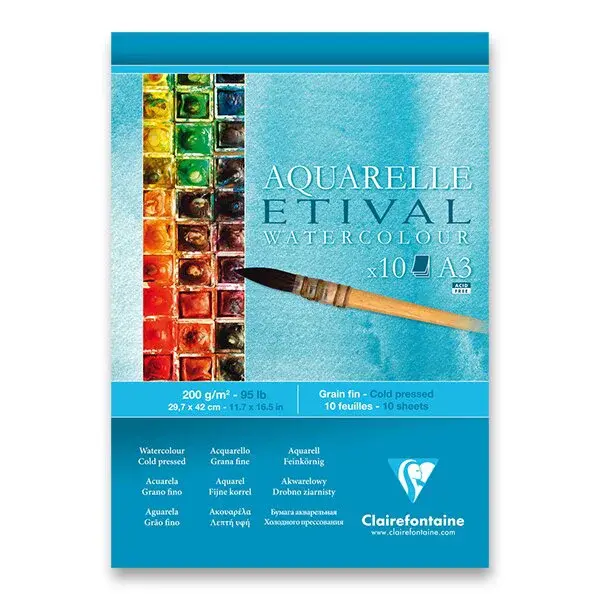 Akvarelový blok Clairefontaine Etival Cold Pressed - A3, 10 listů, 200 g