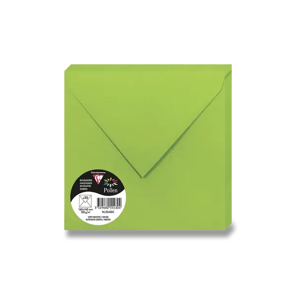 Barevná obálka Clairefontaine 165 × 165 mm, olizová, 20 ks - zelená