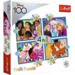 Trefl Puzzle 4v1 - Šťastný svět Disney / Disney 100