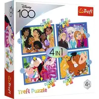 Trefl Puzzle 4v1 - Šťastný svět Disney / Disney 100