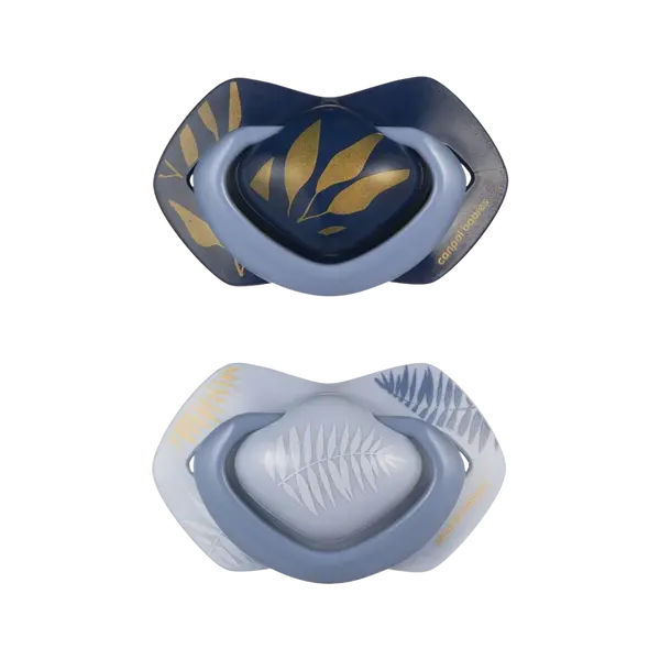 CANPOL BABIES Dudlík silikonový symetrický Light touch GOLD 6-18m modrý 2 ks