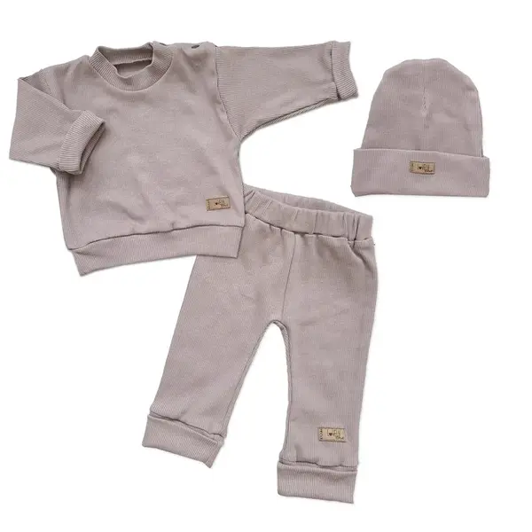 Kazum Žebrovaná rostoucí 3D sada, bavlna, Lovely One, čokoládová, vel. 80/86