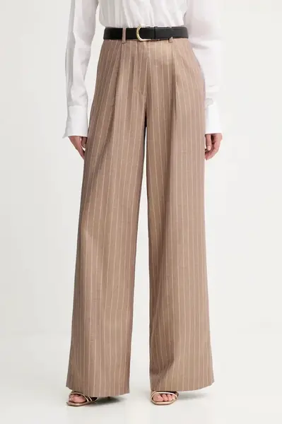 Kalhoty Fracomina dámské, béžová barva, široké, high waist, FS25WV3006W479T4