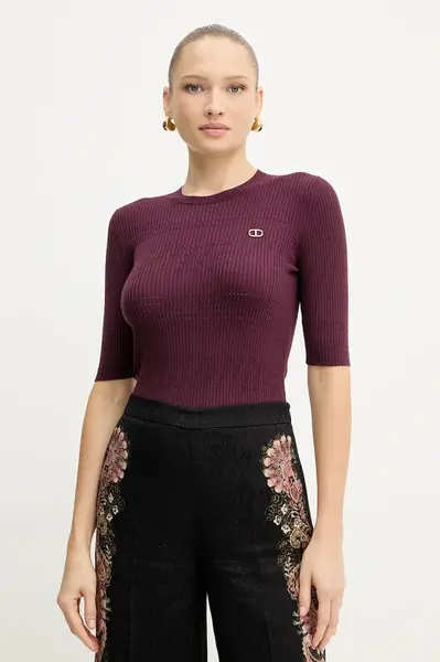 Tričko Twinset dámské, vínová barva, 252TP3240