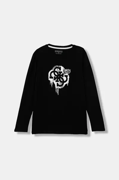 Dětské bavlněné tričko s dlouhým rukávem Guess