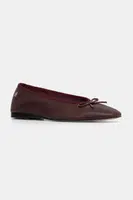 Kožené baleríny Tommy Hilfiger BALLERINA SOFT LEATHER vínová barva, FW0FW08355