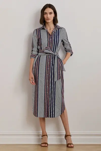 Bavlněné šaty Lauren Ralph Lauren více barev, midi, 200962683