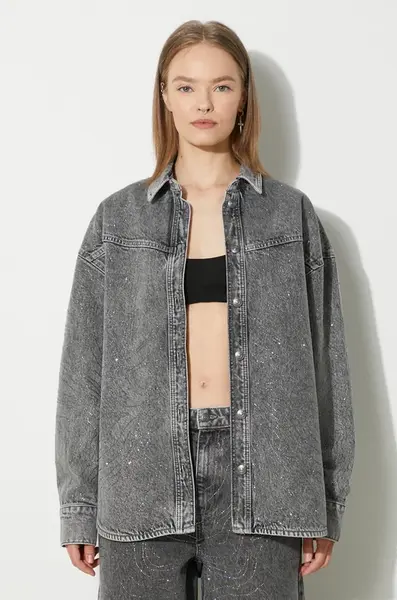 Džínová košile Rotate Rhinestone Denim Shirt